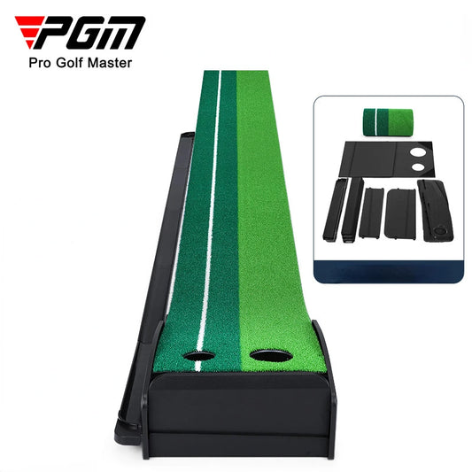 Putting Mat With Gravity Return and Alignment Support